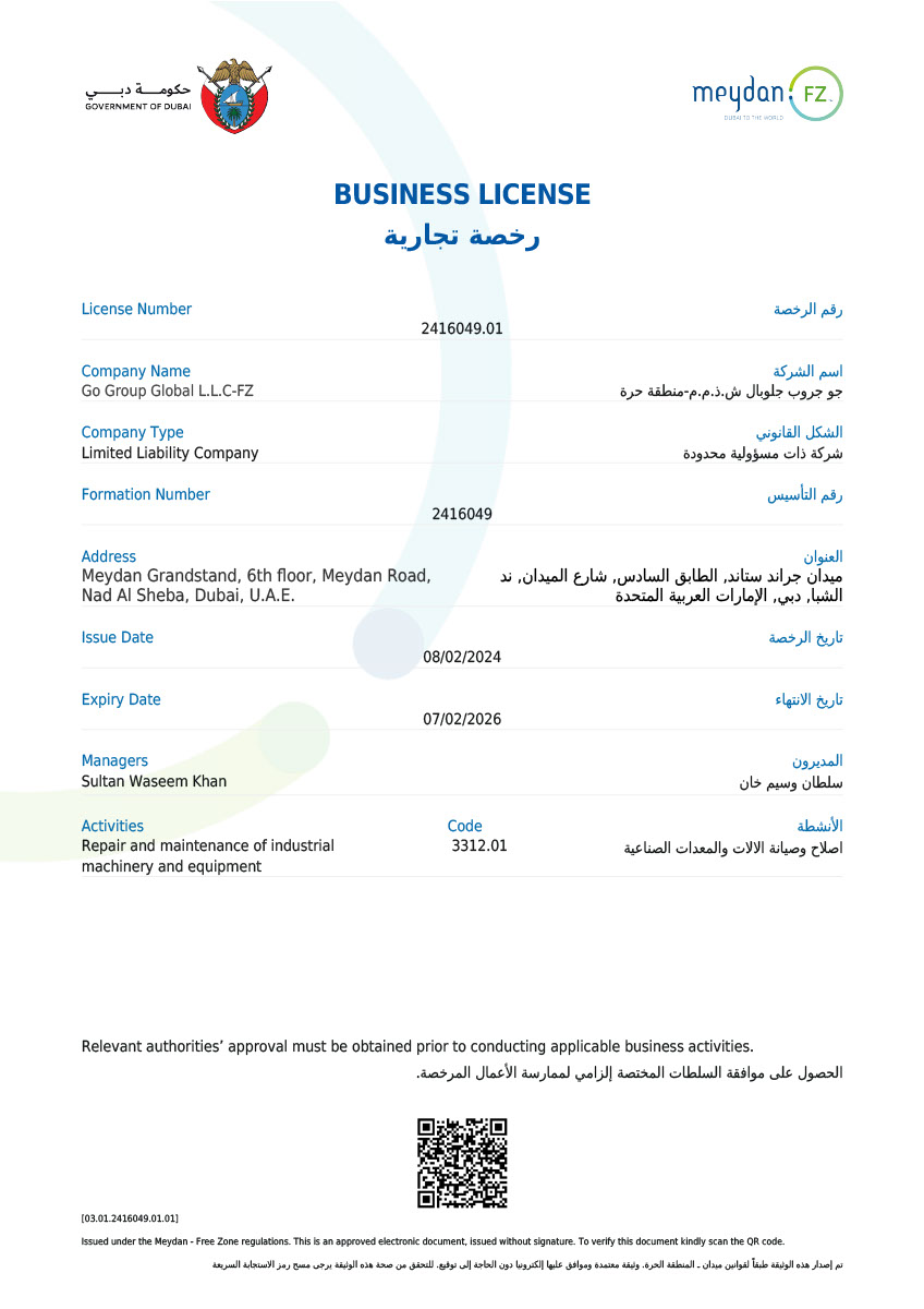 Business License — Meydan Free Zone — Government of Dubai