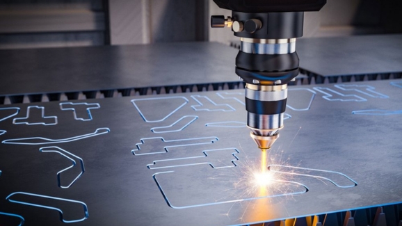 CNC machine bed with cut sheet metal